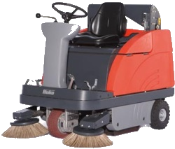 A man-on-board type sweeper of the Hako brand